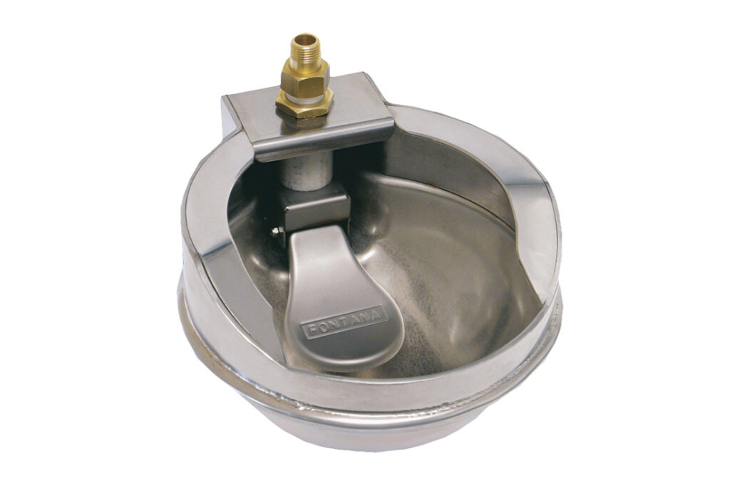 Abbeveratoio antispreco in acciaio inox con attaccouniversale e valvola superiore